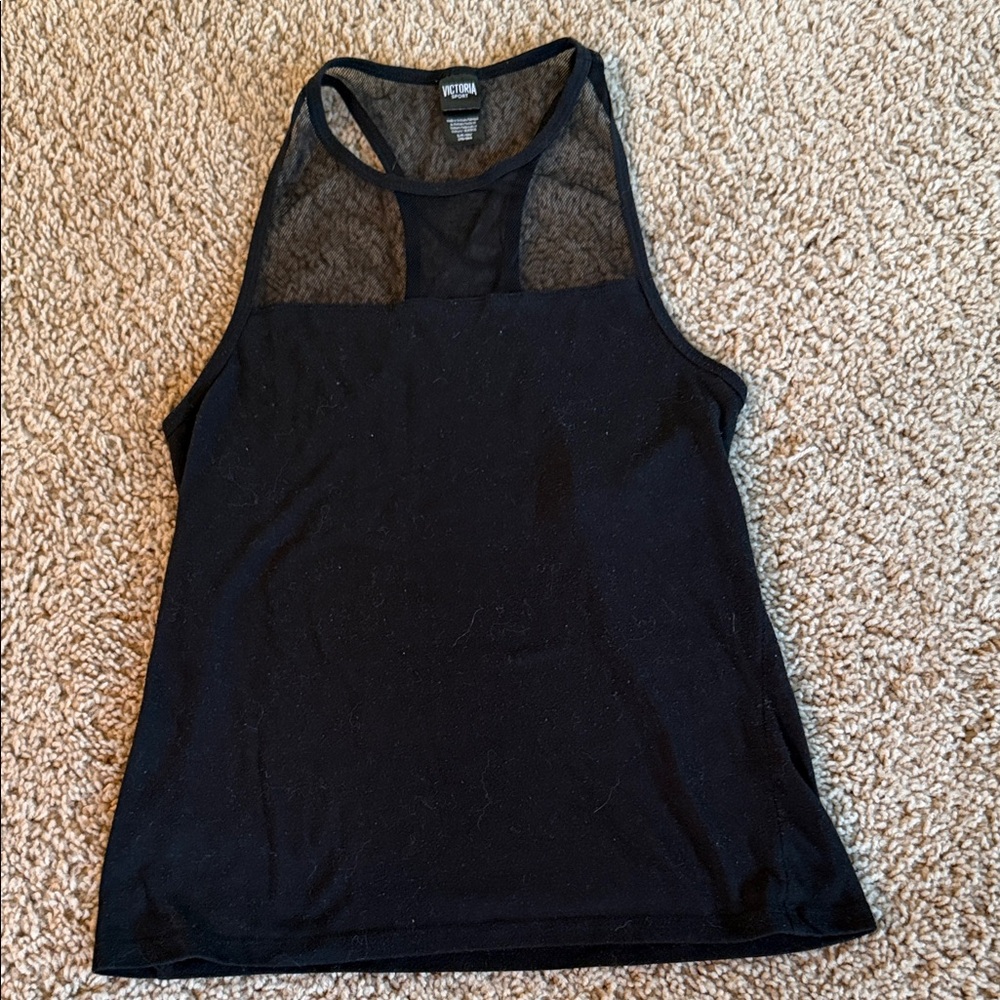 Victoria's Secret Black Mesh High-Neck Tank Top